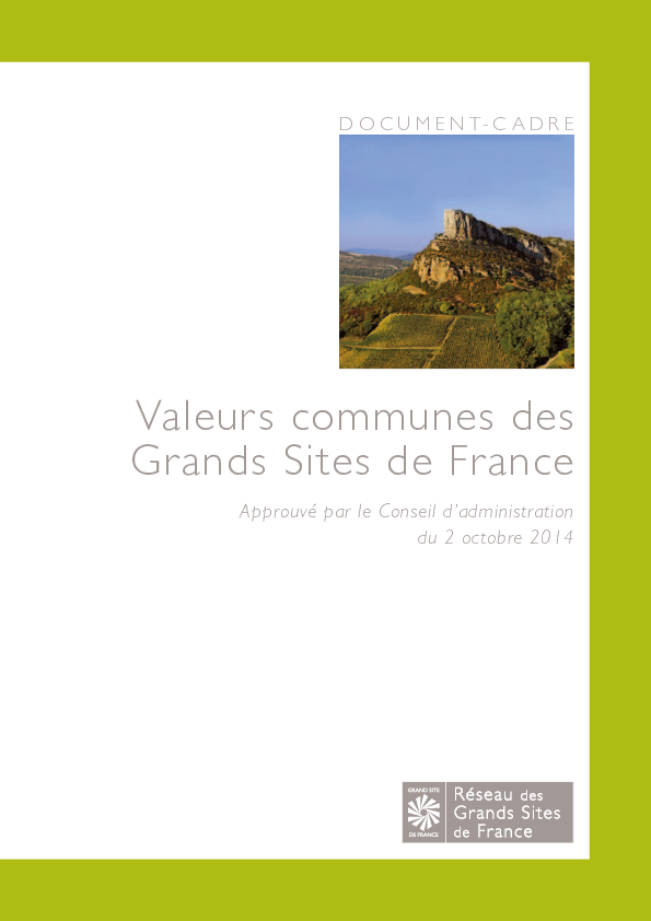 Document cadre des valeurs communes des Grands Sites de France